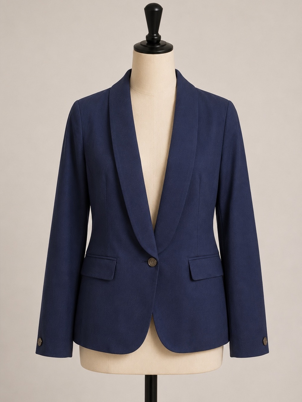 Wildfang Empower Tux Blazer Navy‎ Blue Shawl Lapel Cotton Blend XS